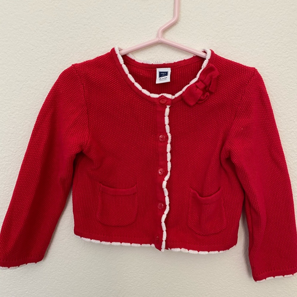 red little cardigan for baby girl